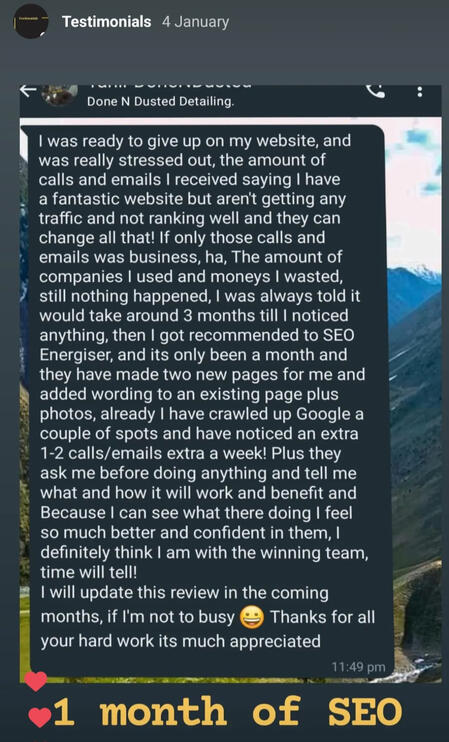 SEO Energizer - Testimonial